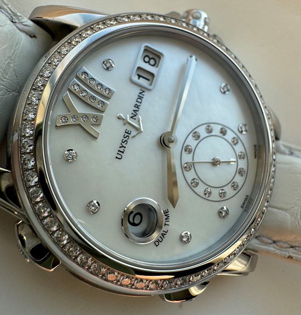 Dual Time Manufacture Ladies in Stainless steel with Diamonds