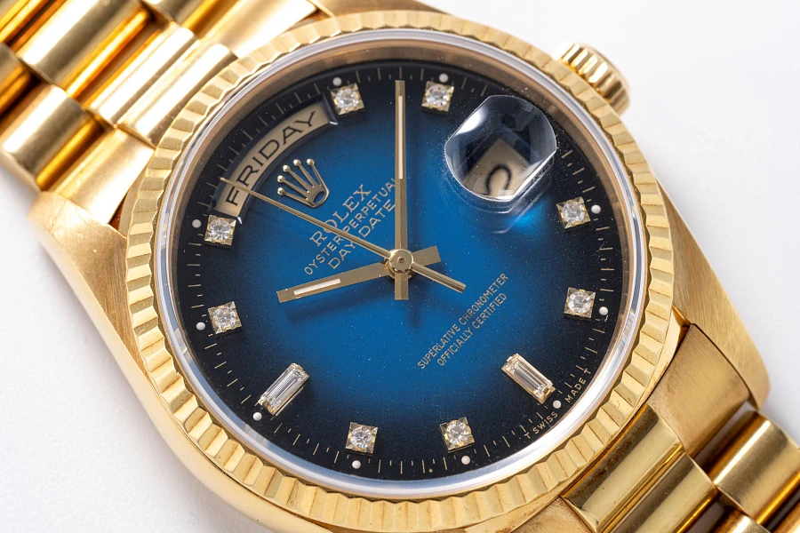 Day-Date Ref. 18238A Blue Stella Fumé Dial with Diamond Indices