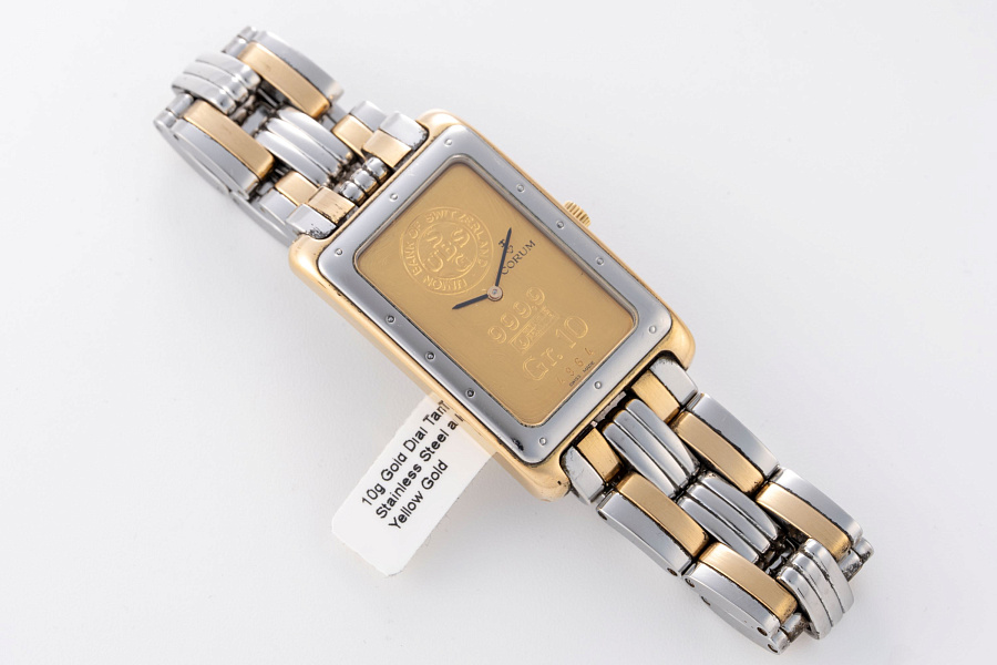 10g Gold Dial Tank in Stainless Steel and 18k Yellow Gold