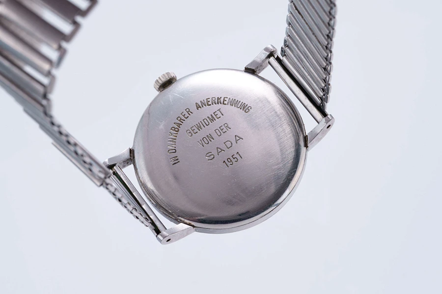 Jumbo Dress Watch Ref. 2417-1 in Stainless Steel on Gay Frères Ladder Bracelet