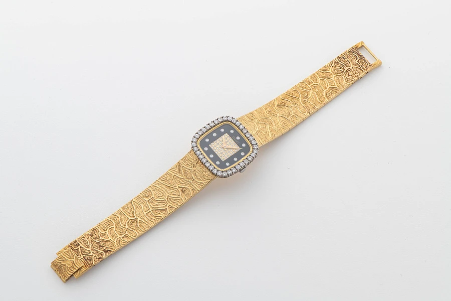 Onyx and Diamond Dial Watch Ref. 9906A in 18k Yellow Gold