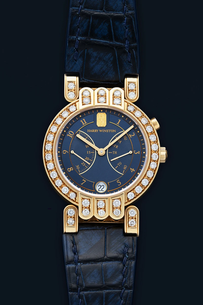 Retrograde Seconds and Day Ref. 200-MAB137R in 18k Yellow Gold with Diamonds