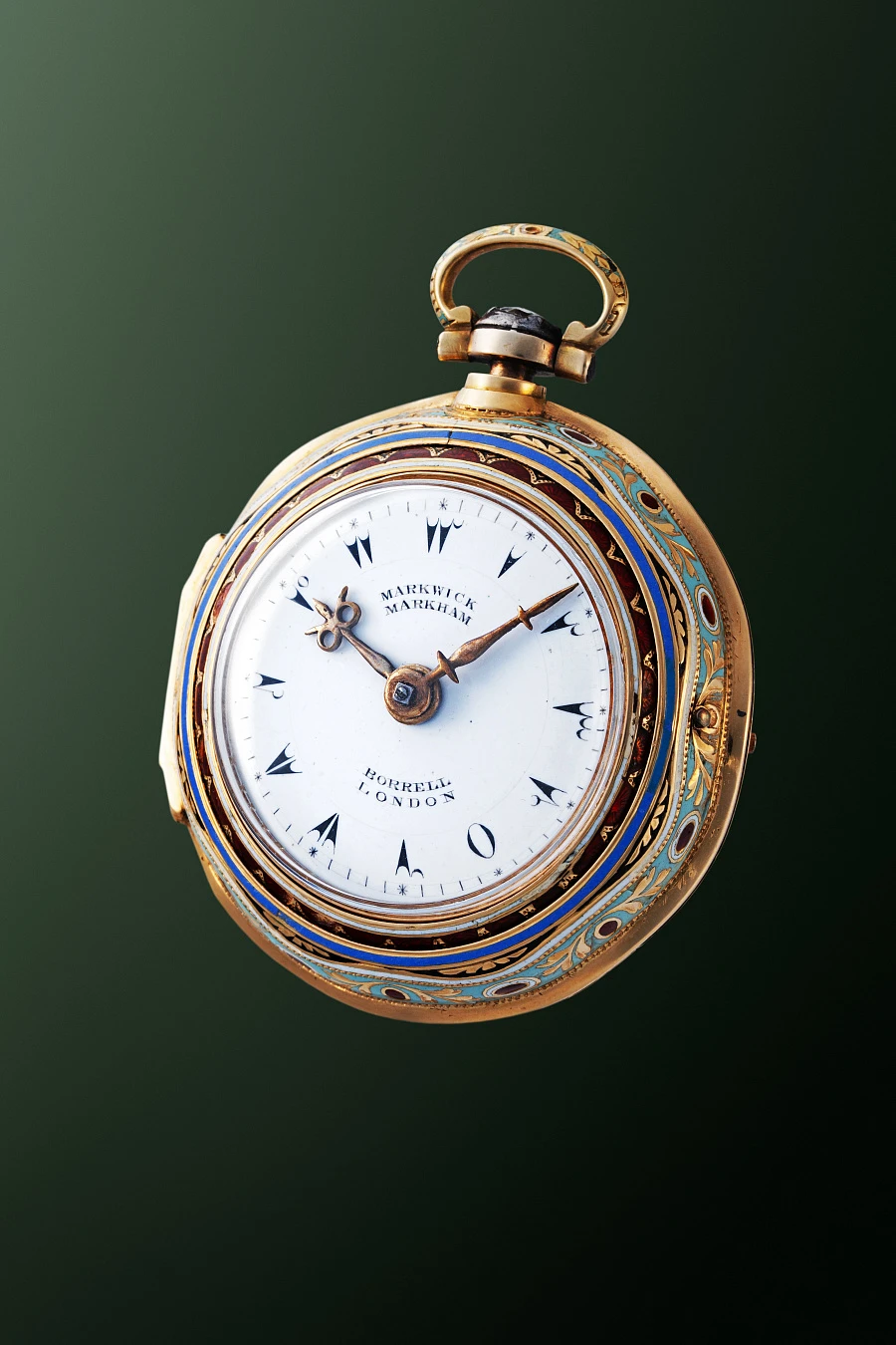 Pocket Watch with Enamel Decoration in 18k Yellow Gold