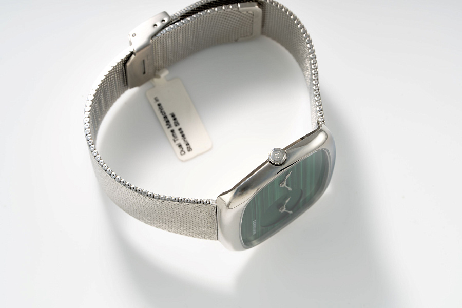 Dual Time Malachite in Stainless Steel