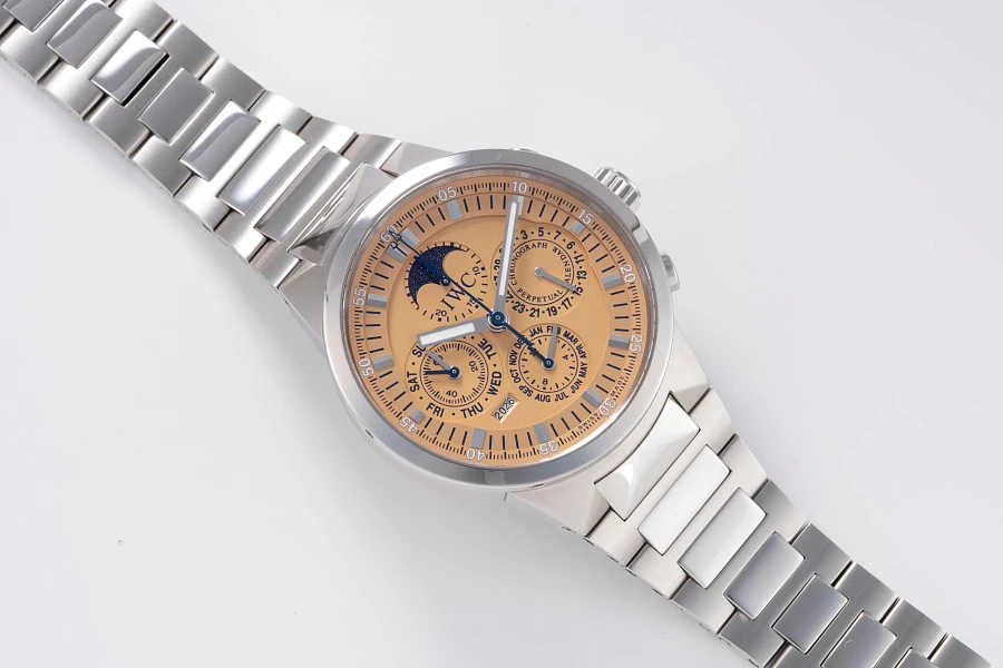Perpetual Calendar Chronograph with Salmon Dial Ref. IW3756 in Stainless Steel