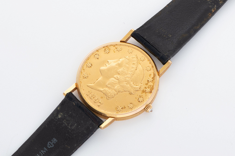Twenty Dollar Coin Watch 18k Yellow Gold