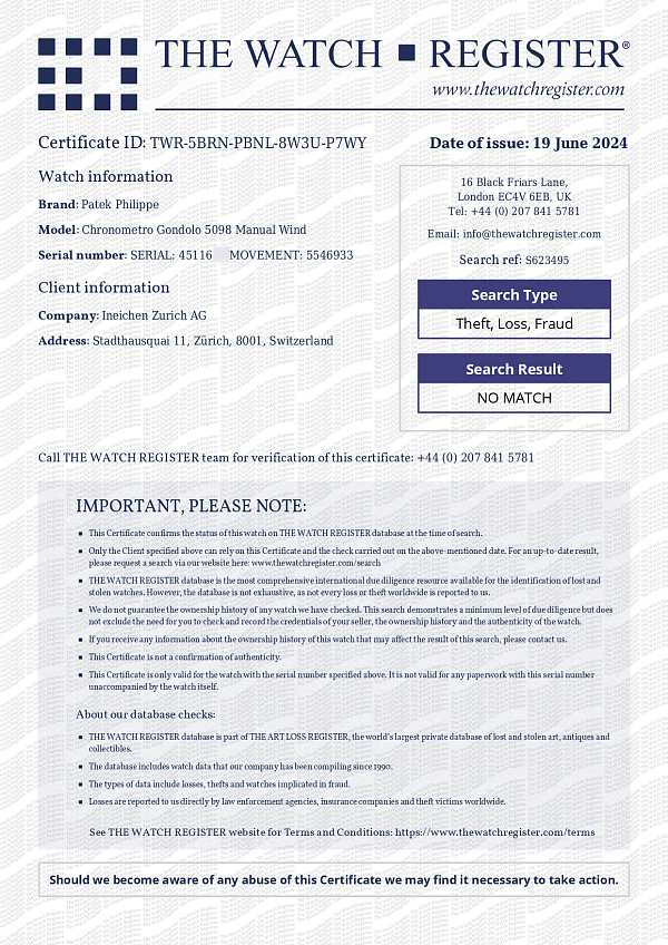 Chronometro Gondolo 5098 Manual Wind