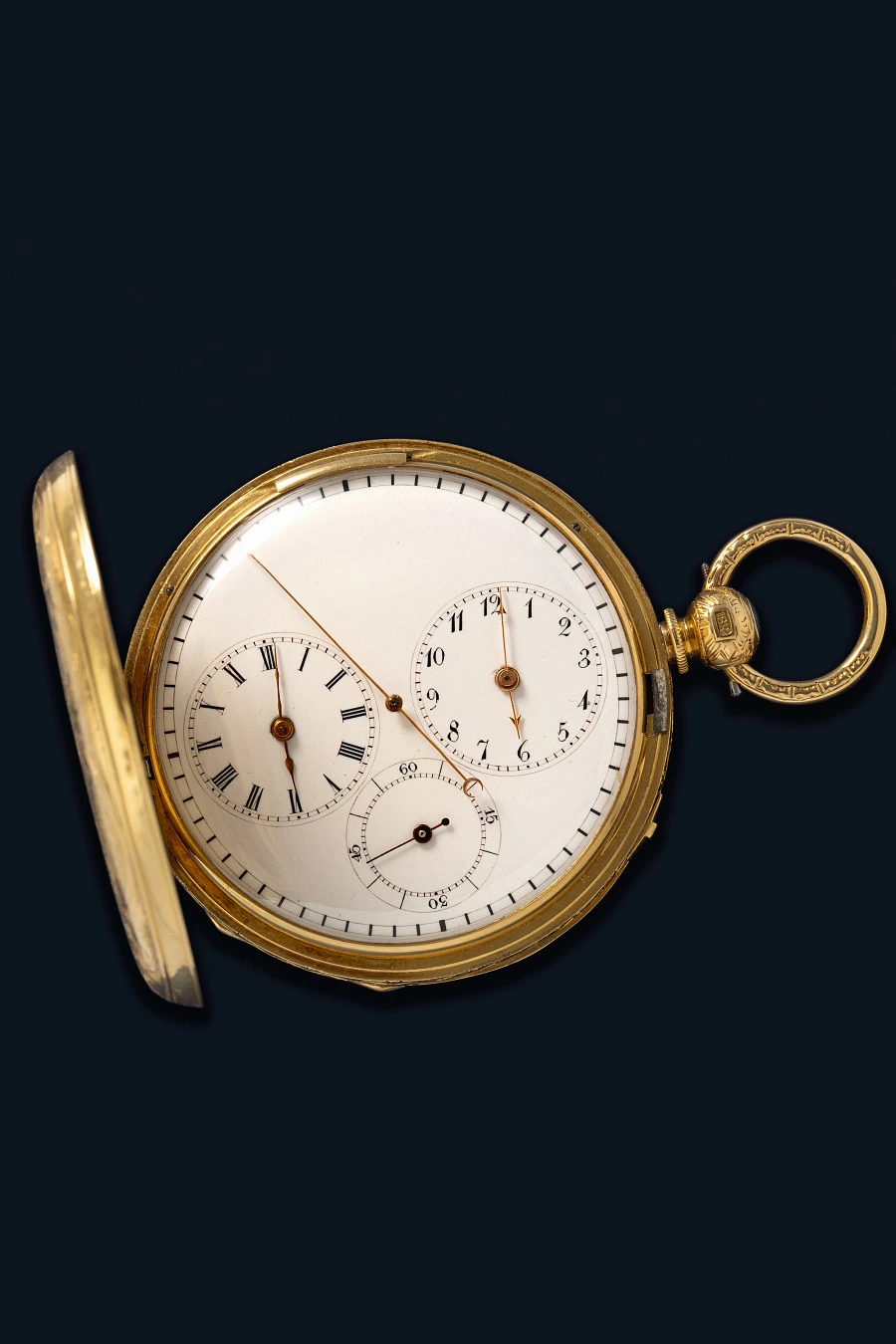 19th Century Dual Time Dead-Beat Seconds in 18k Yellow Gold with