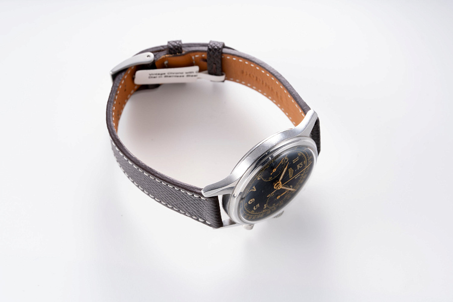 Vintage Chronograph with Gilt Dial in Stainless Steel