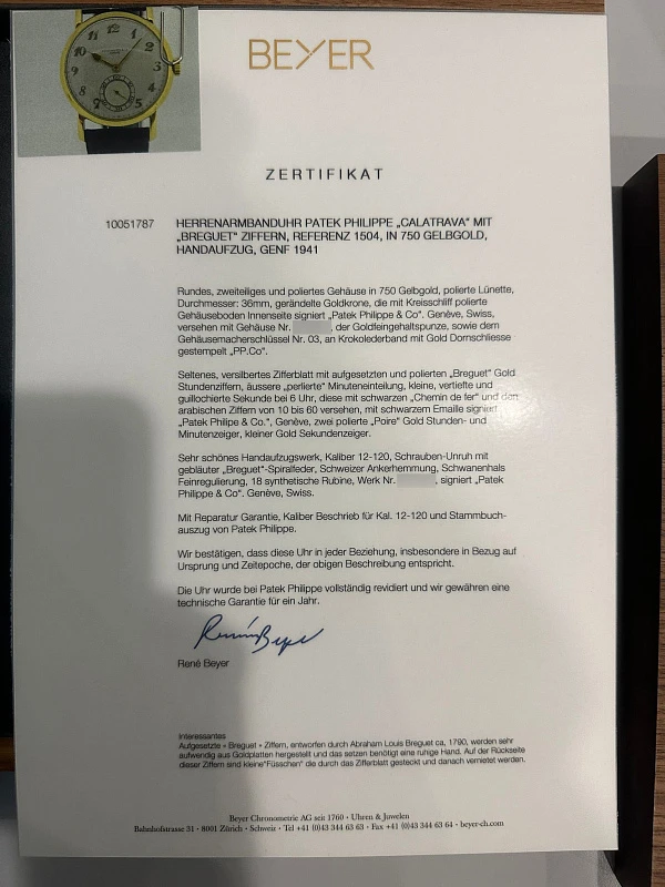 Incredibly Rare Calatrava Ref. 1504 in 18K Yellow Gold