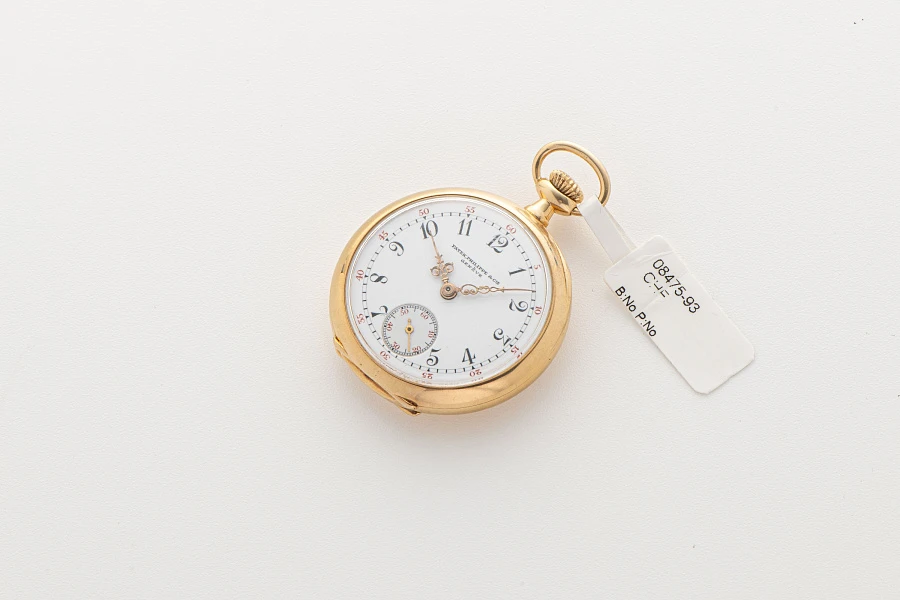 Small Enamel Dial Pocket Watch in 18k Yellow Gold