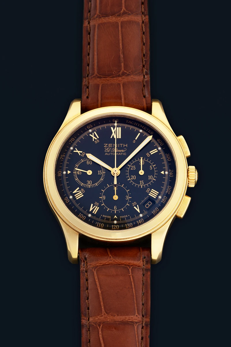 El Primero Chronograph Black Dial Ref. 30.0501.400 in 18k Yellow Gold