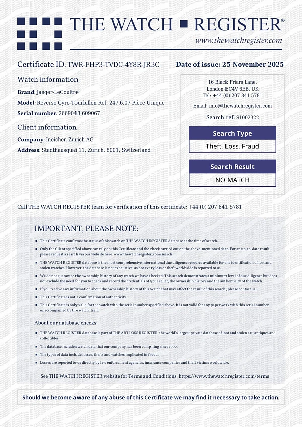 Reverso Gyro-Tourbillon Ref. 247.6.07 Pièce Unique