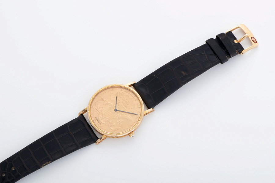 Twenty Dollar Coin Watch 18k Yellow Gold