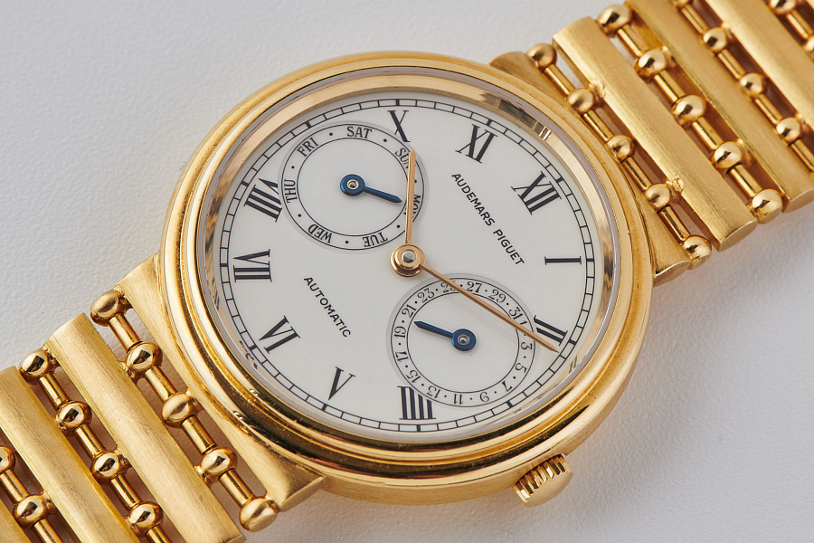 Day-Date Ref. 25573BA on a Special Ladder Bracelet in 18k Yellow Gold