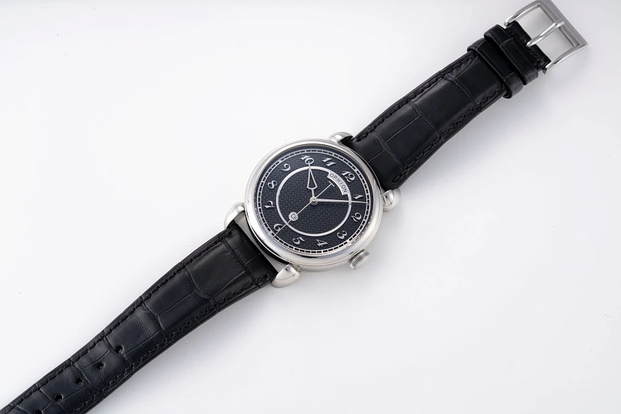 Black Guilloche Dial in Stainless Steel