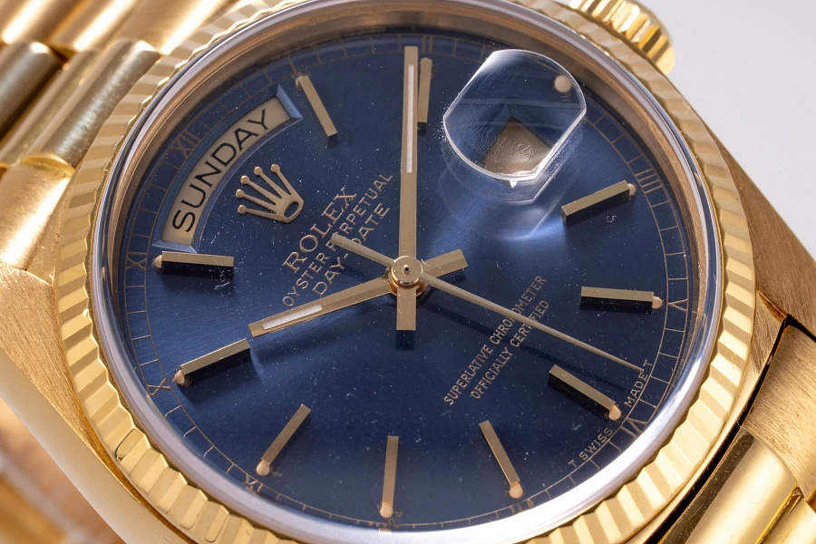 Tropical Dial Day-Date Ref. 18038 in 18k Yellow Gold