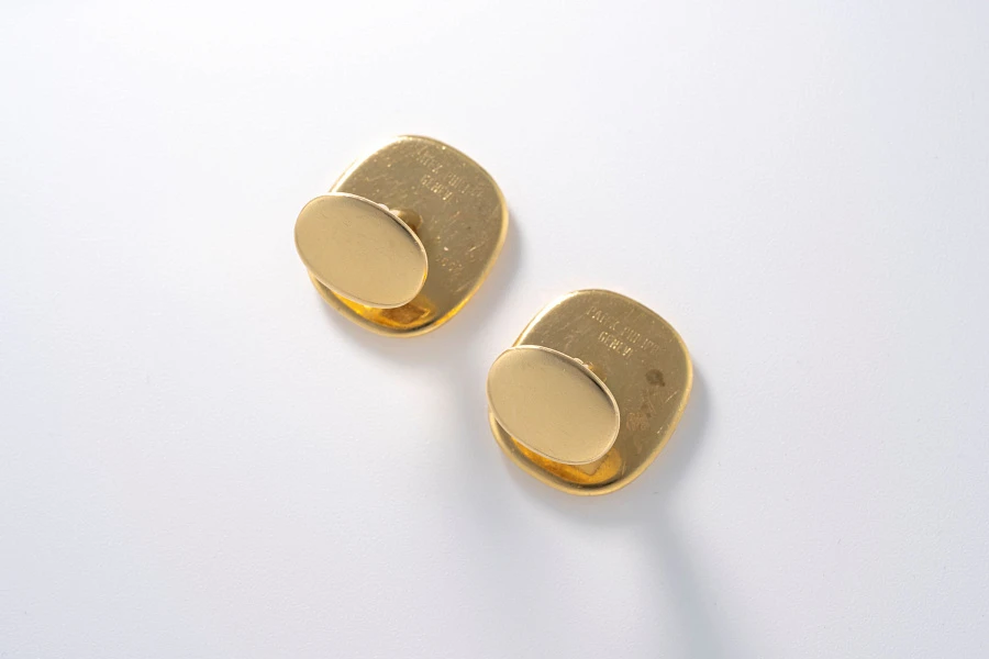 Ellipse Cuff Links and Keychain in 18k Yellow Gold