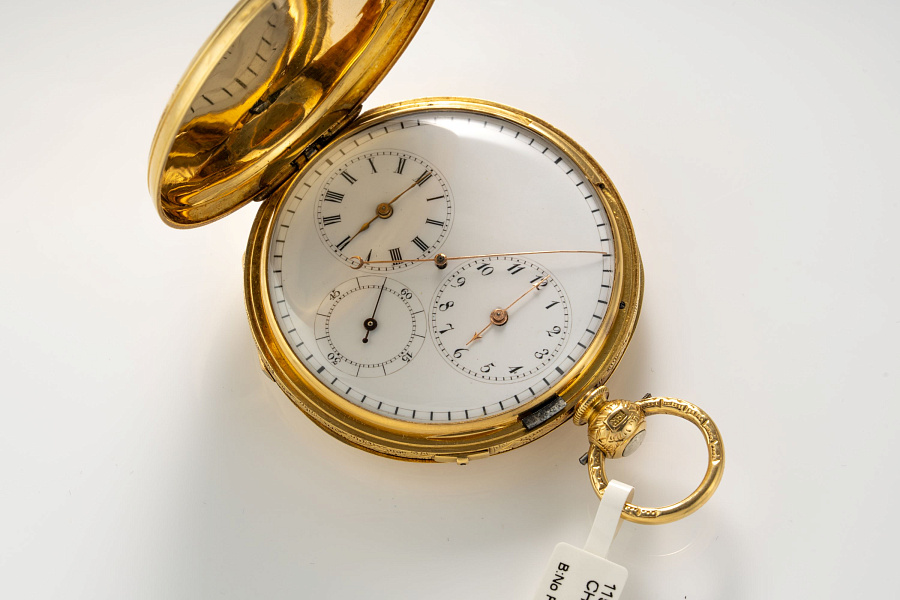 19th Century Dual Time Dead-Beat Seconds in 18k Yellow Gold with