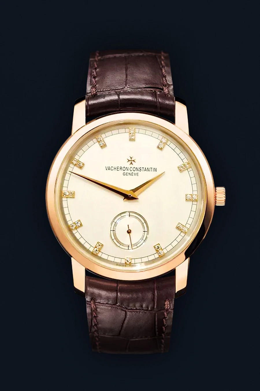 Patrimony Traditionnelle Hand-wound Small Seconds Diamond Indexes