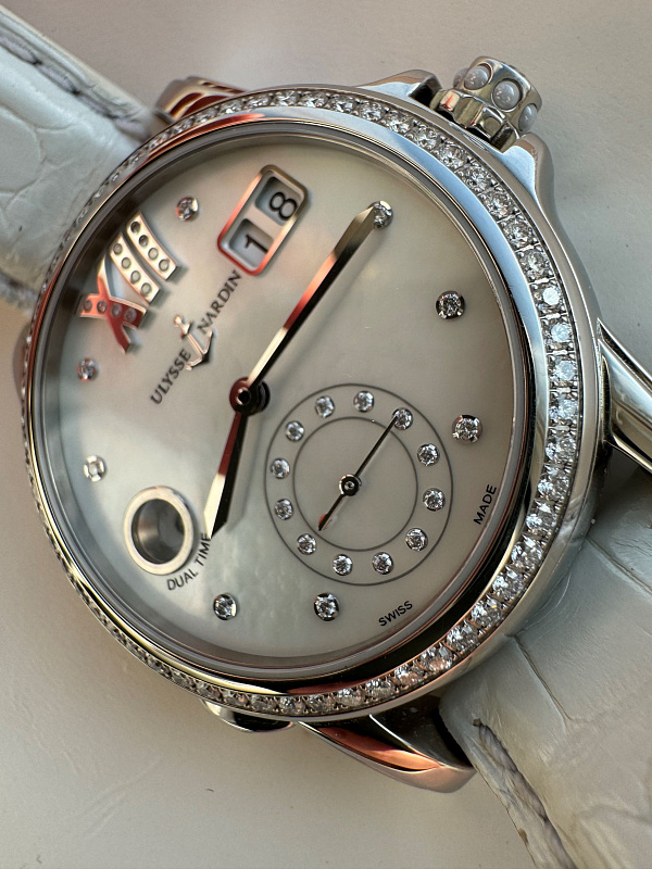 Dual Time Manufacture Ladies in Stainless steel with Diamonds
