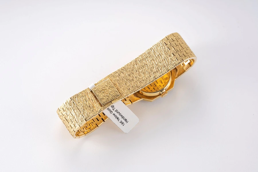 Octagonal Dress Watch Ref. 9341AG with Tiger Eye Dial and Bezel in 18k Yellow Gold