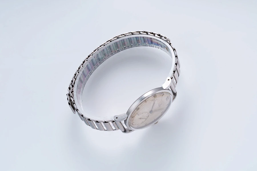 Jumbo Dress Watch Ref. 2417-1 in Stainless Steel on Gay Frères Ladder Bracelet