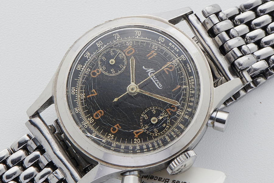 Gilt Dial Chronograph on Gay Frères Bracelet