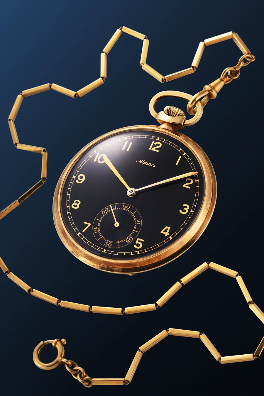 Pocket Watch in 14k Yellow Gold with Chain in 18k Yellow Gold
