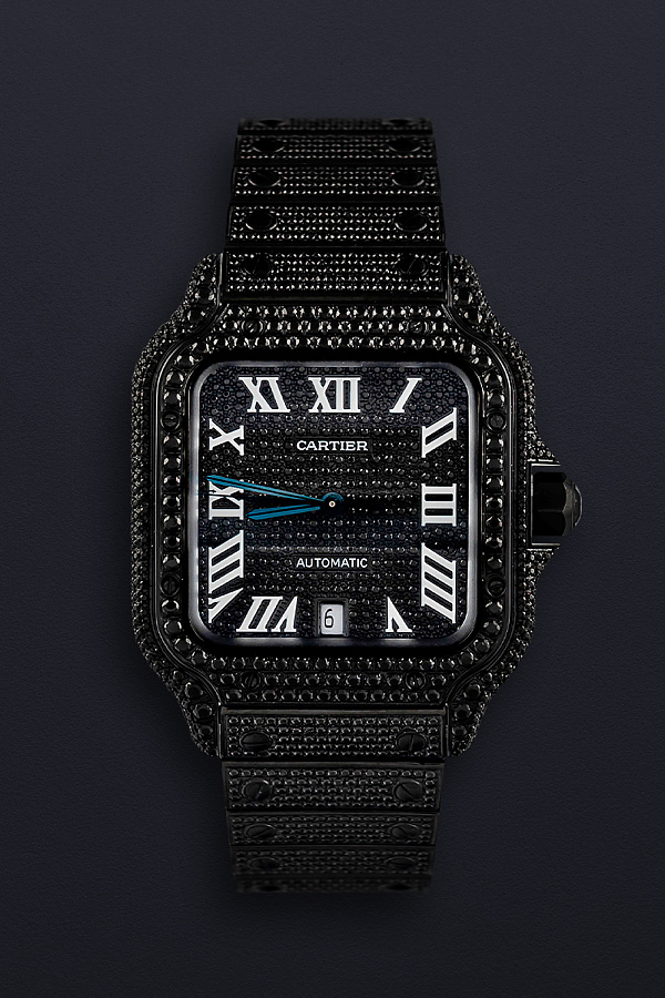 Santos de Cartier Custom Black Diamond-set