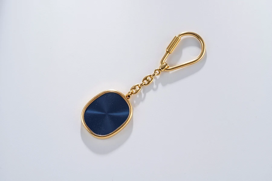 Ellipse Cuff Links and Keychain in 18k Yellow Gold