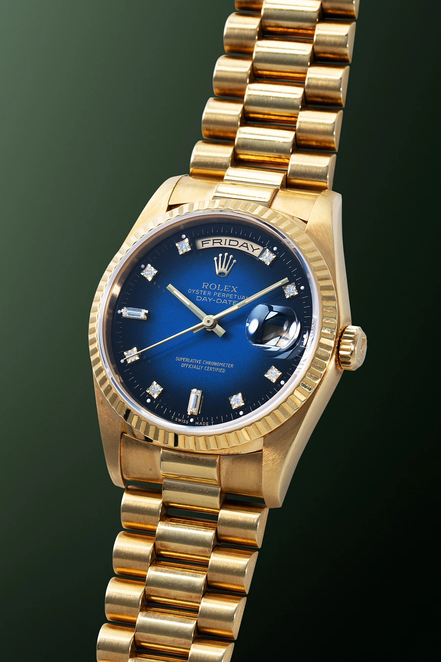 Day-Date Ref. 18238A Blue Stella Fumé Dial with Diamond Indices