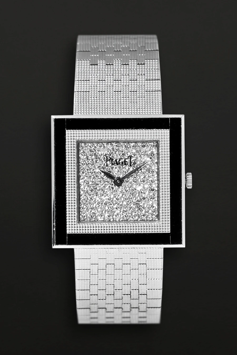 Vintage Square White Gold with Diamonds & Black Onyx