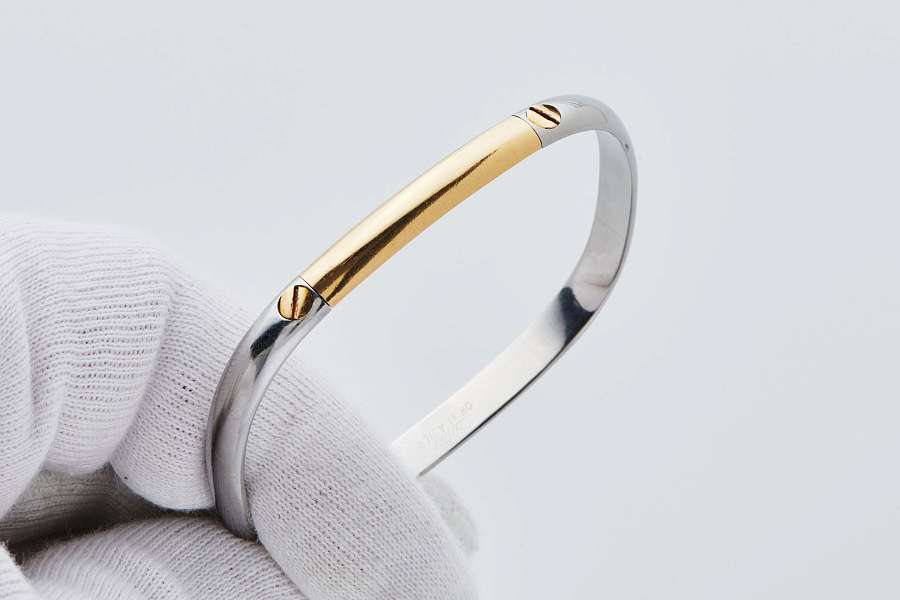 Santos Bangle in Steel and 18k Yellow Gold
