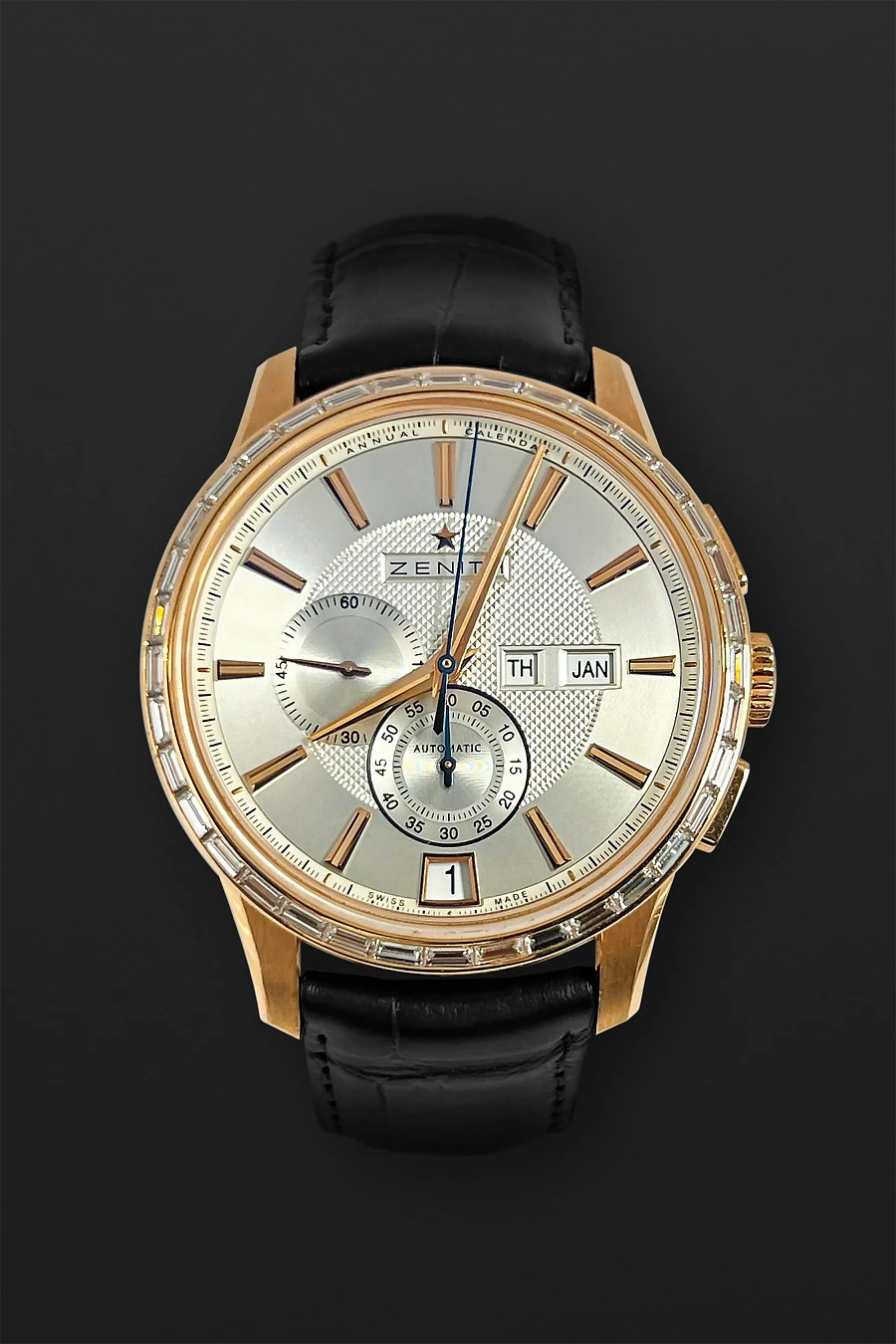 Captain Winsor Annual Calendar Rose Gold Baguette Diamond-set