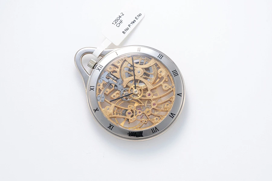 Skeletonized Pocket Watch in 18k White Gold