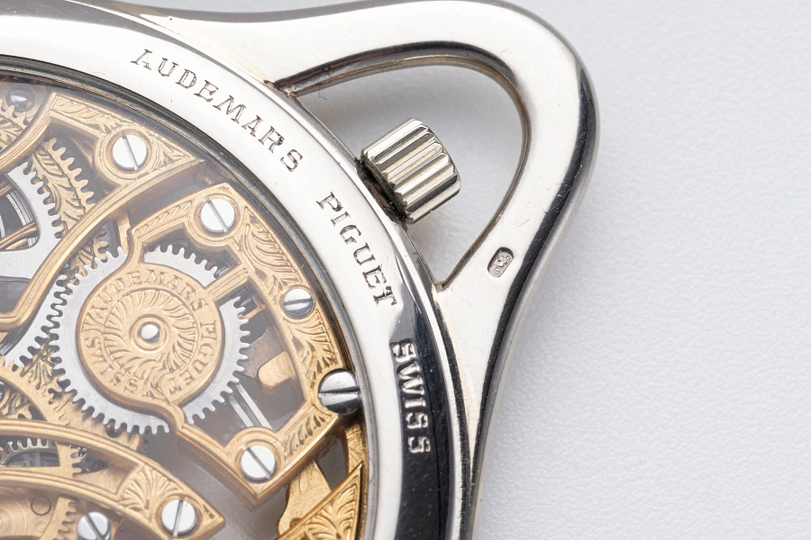 Skeletonized Pocket Watch in 18k White Gold