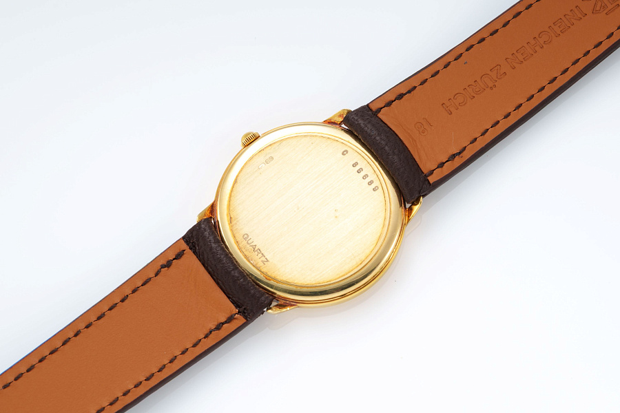 Coin Bezel Quartz Dress Watch in 18k Yellow Gold