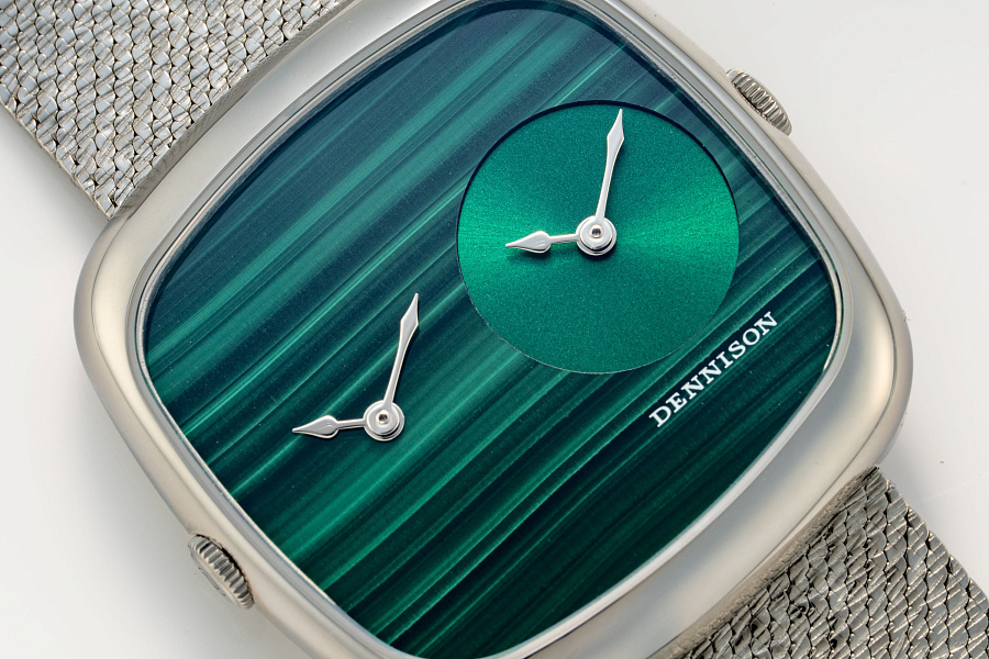 Dual Time Malachite in Stainless Steel