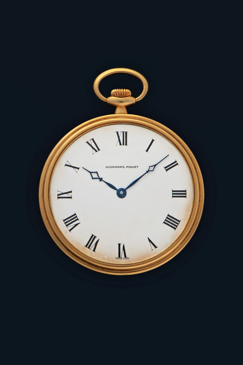 Enamel Dial Pocket Watch in 18k Yellow Gold