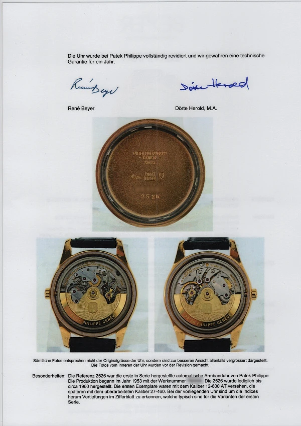 'Freccero' Double Signed Calatrava Ref. 2526 18k Rose Gold