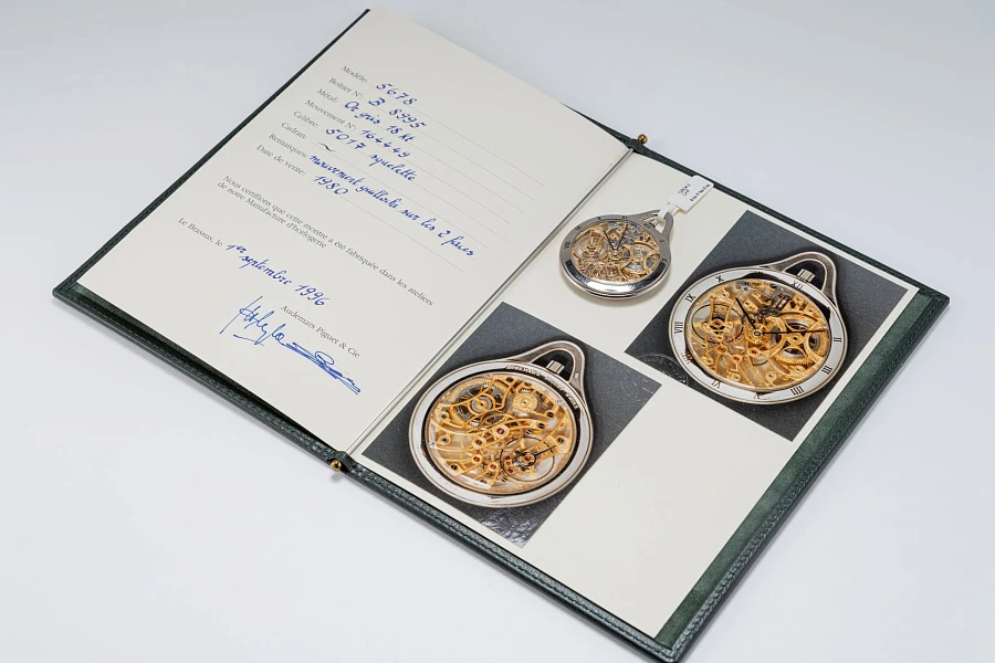 Skeletonized Pocket Watch in 18k White Gold