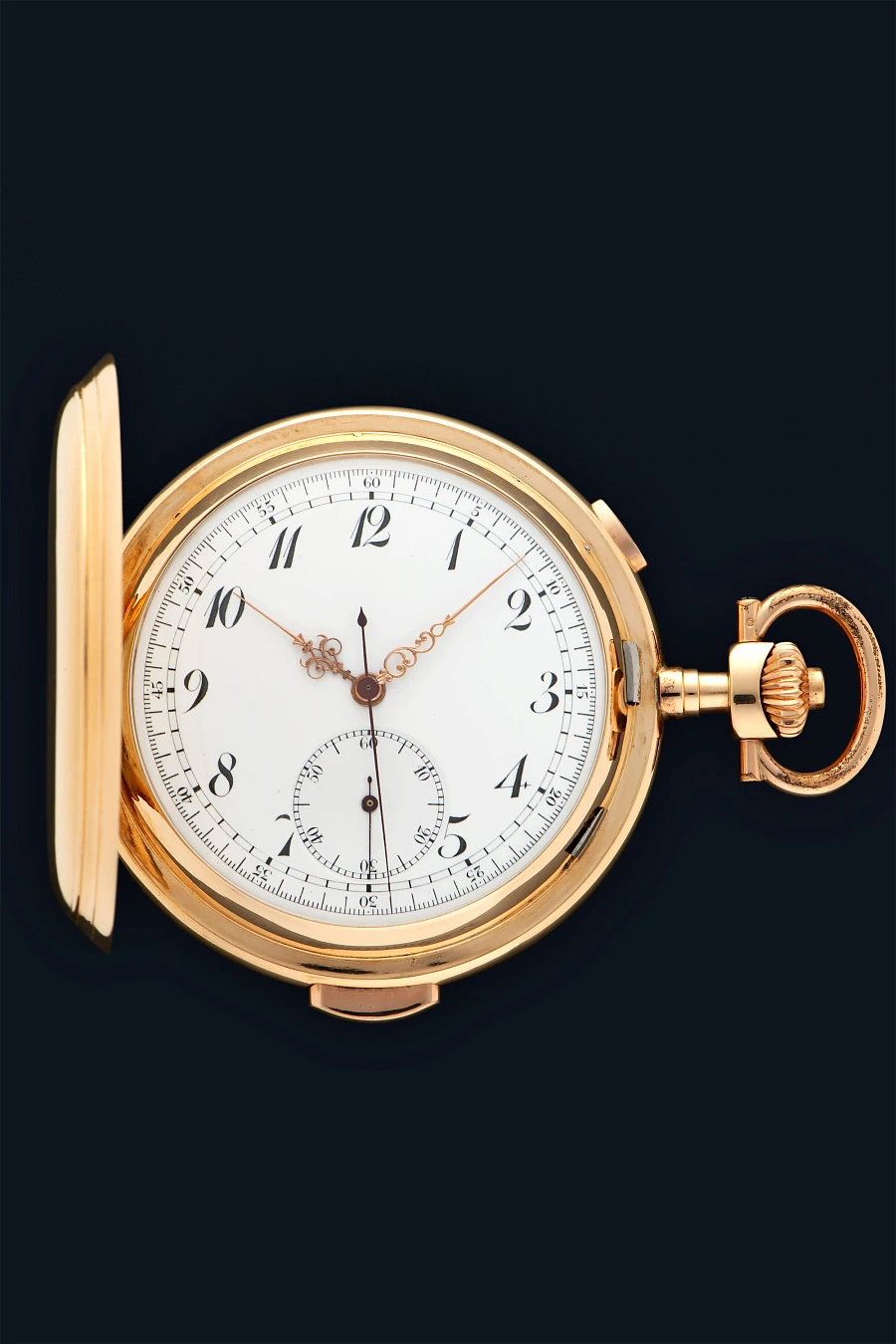 1900s Quarter Repeater Chronograph Pocket Watch in 14k Yellow Gold (Orlando Case)