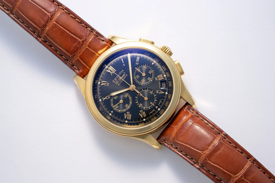 El Primero Chronograph Black Dial Ref. 30.0501.400 in 18k Yellow Gold