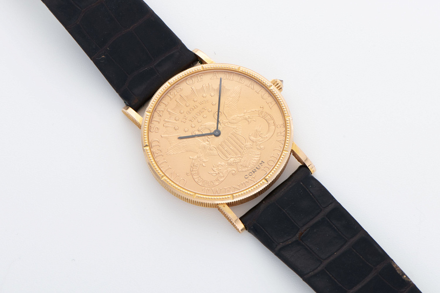 Twenty Dollar Coin Watch 18k Yellow Gold