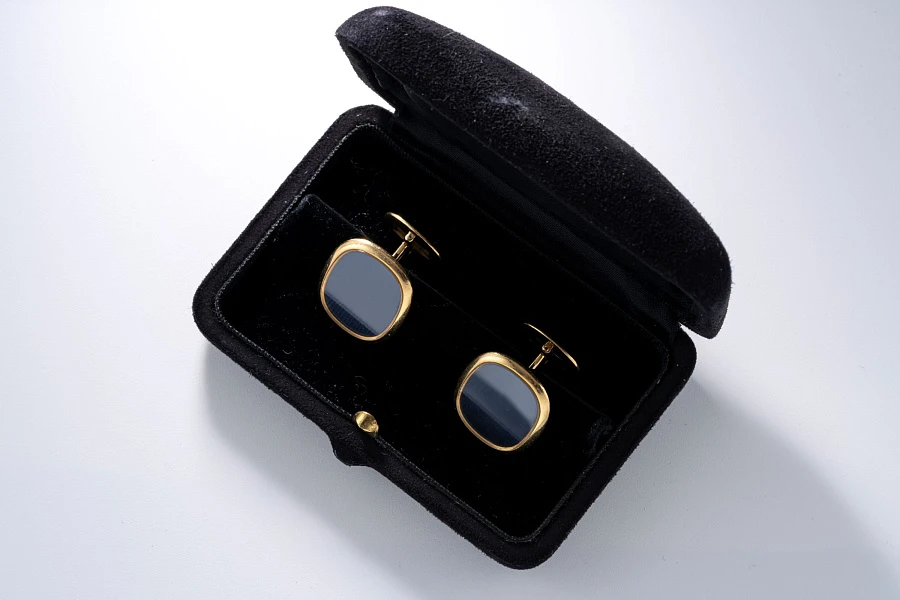 Ellipse Cuff Links and Keychain in 18k Yellow Gold