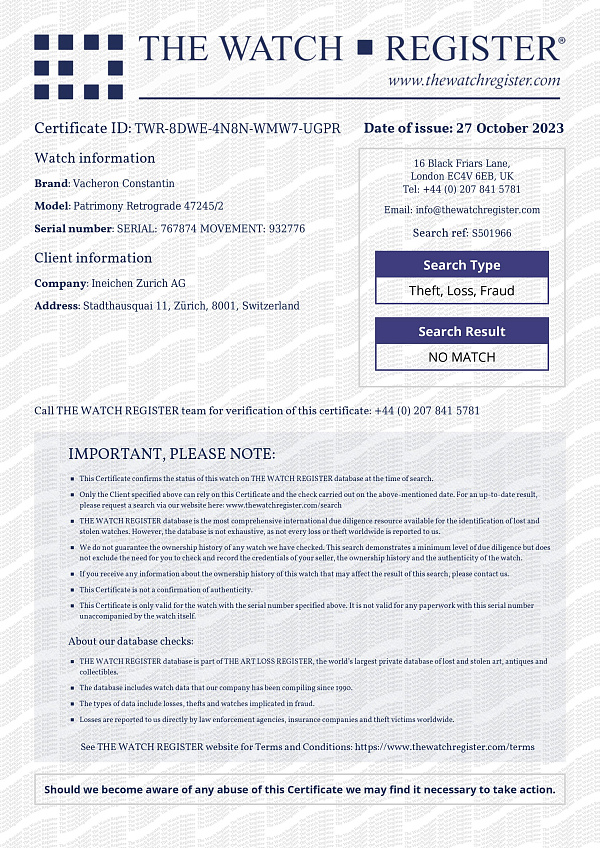 Patrimony Retrograde 47245/2