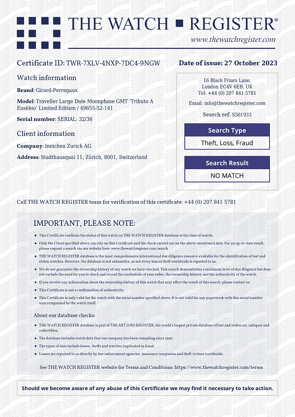 Traveller Large Date Moonphase GMT ‘Tributo a Eusèbio’ Limited Edition