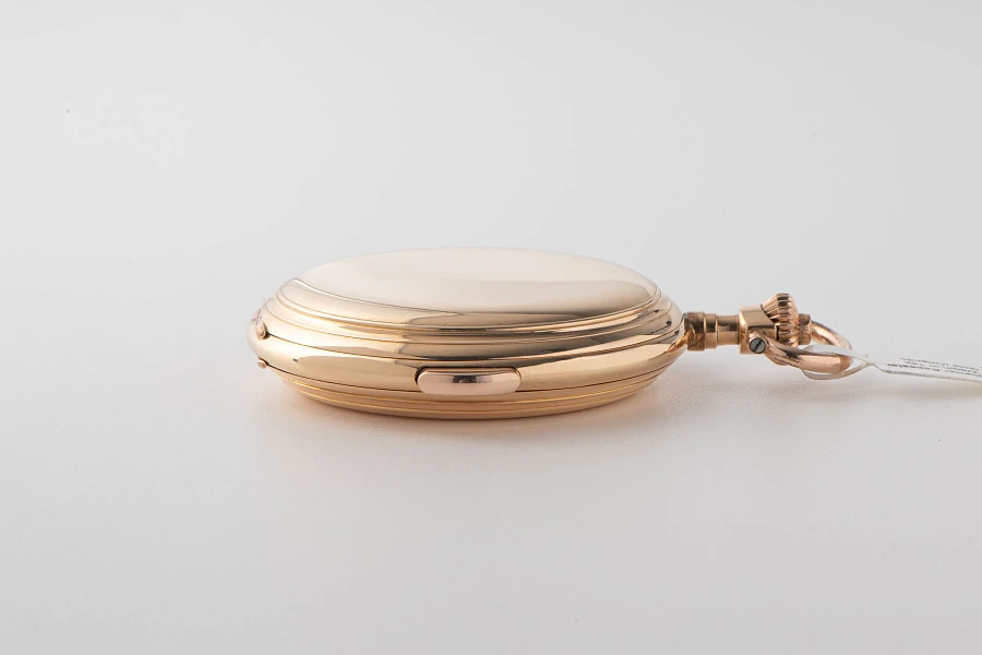 1900s Quarter Repeater Chronograph Pocket Watch in 14k Yellow Gold (Orlando Case)