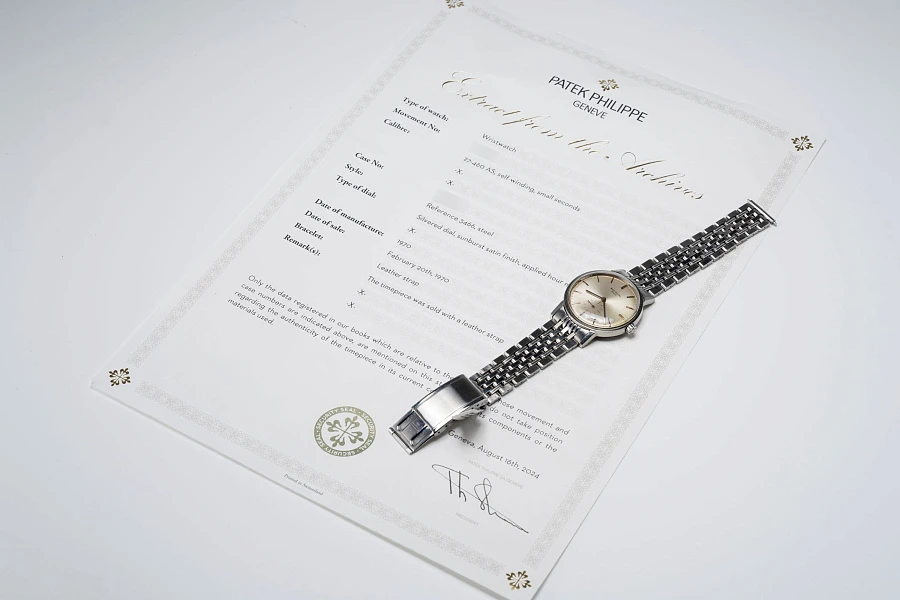 Calatrava Ref. 3466 in Stainless Steel on Gay Frères Bracelet